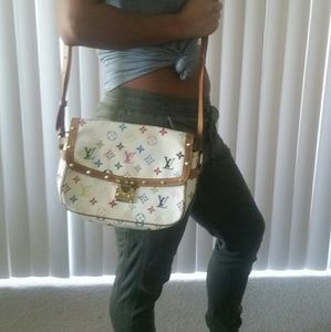 Louis Vuitton White Multi-color Sologne Limited